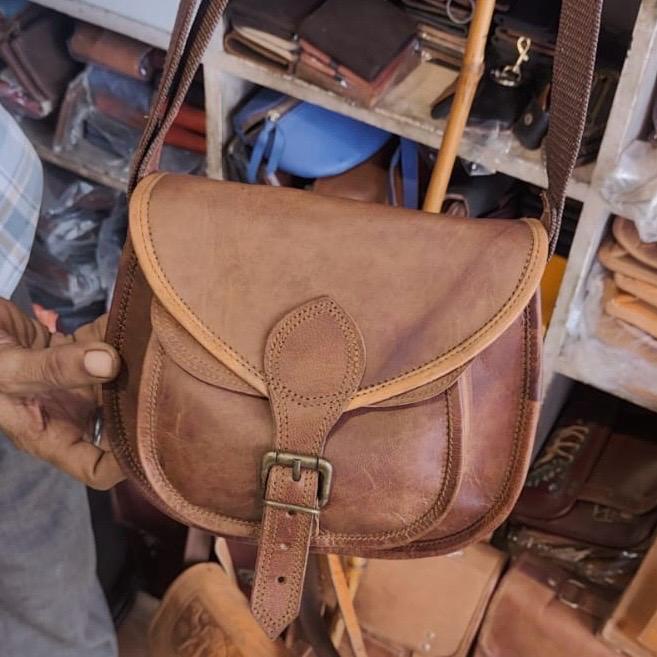 Designer Leather Saddle Bag
