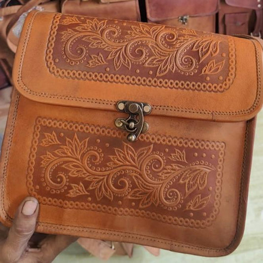 Designer Camel Leather Bag